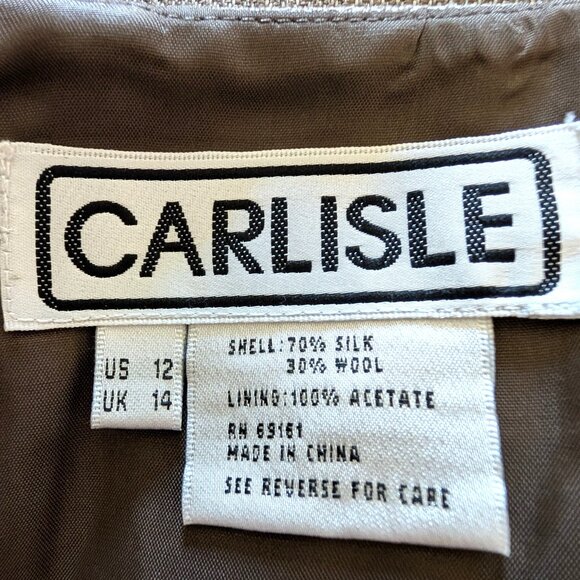 Carlisle Womens NWT Size 12 Tan Brown Herringbone Silk Wool Career Pencil Skirt - Picture 8 of 11